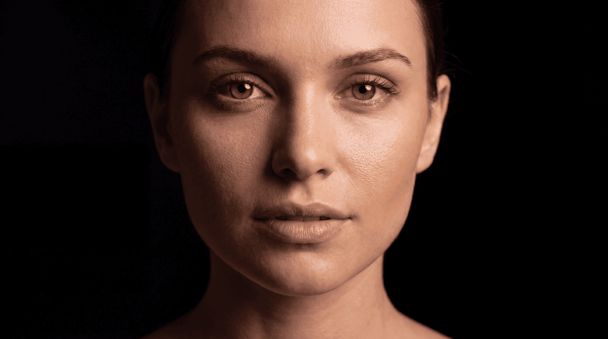 Front-facing portrait, gaze to camera